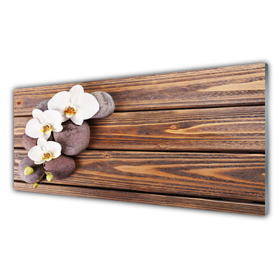 Stenska plošča za kuhinjo Les orhideja cvet