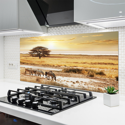 Stenska plošča za kuhinjo Zebra safari landscape