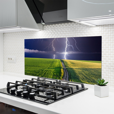 Stenska plošča za kuhinjo Lightning field landscape