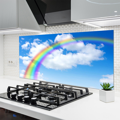 Stenska plošča za kuhinjo Rainbow sky oblaki narava