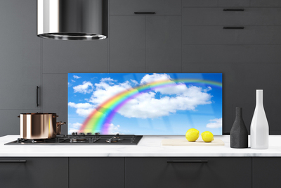 Stenska plošča za kuhinjo Rainbow sky oblaki narava