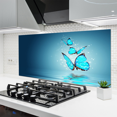 Zidna obloga za kuhinju Metulji blue water art