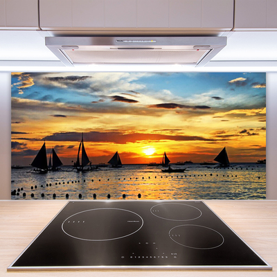 Zidna obloga za kuhinju Morski čolni sun landscape