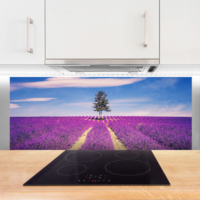 Zidna obloga za kuhinju Lavender polje travnik drevo