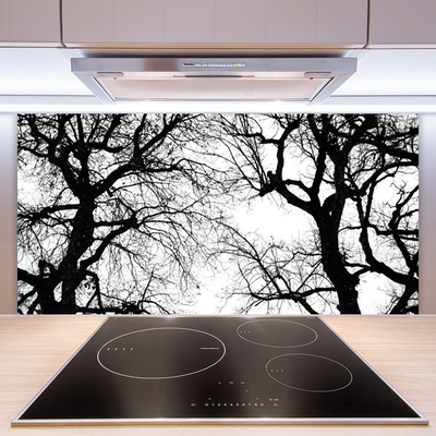 Zidna obloga za kuhinju Drevesa narava black and white