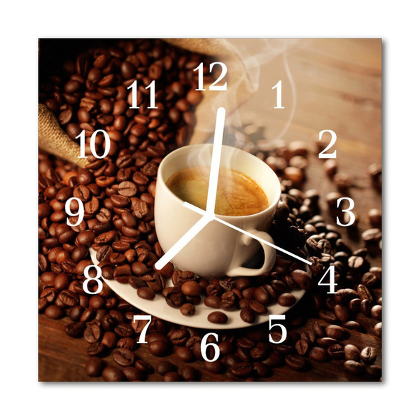 Steklena kvadratna ura Skodelica kave