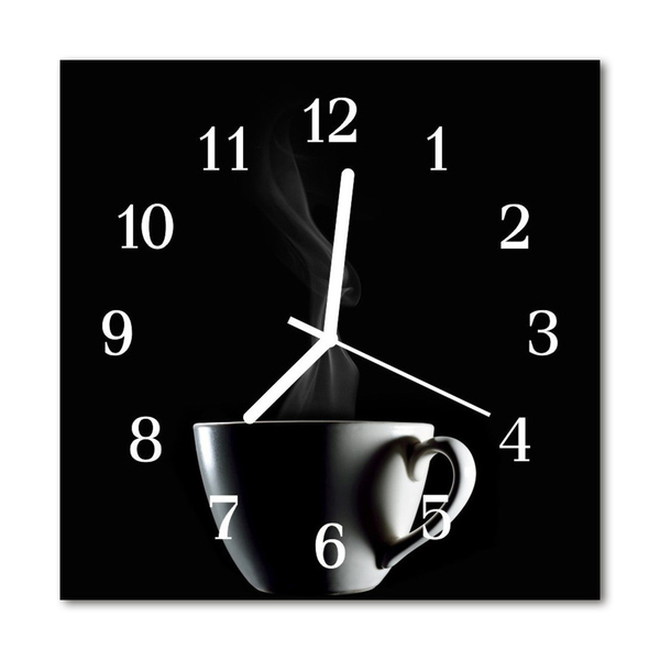 Steklena kvadratna ura Skodelica kave