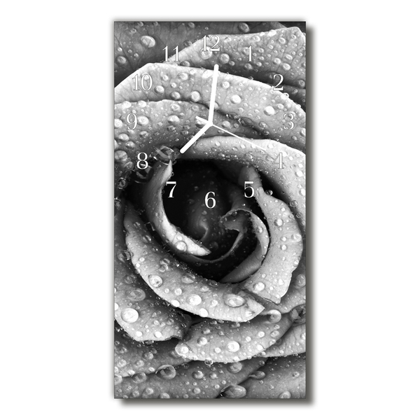 Steklena navpična ura Cvetje rose gray