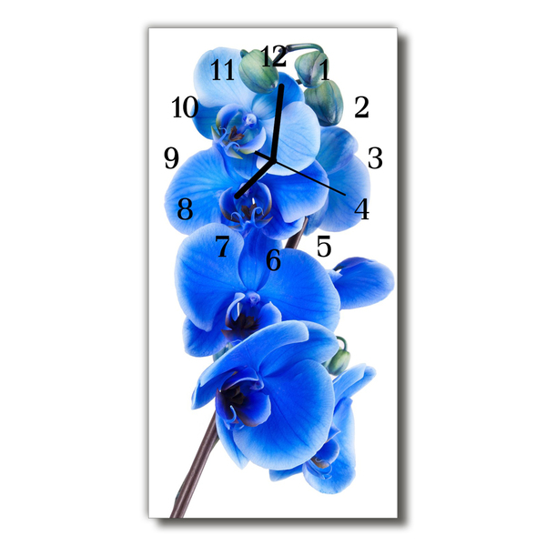 Steklena navpična ura Blue orhideje