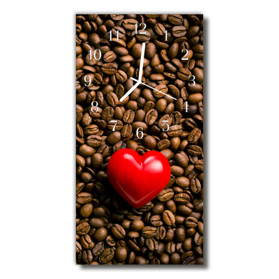 Steklena navpična ura Barva kuhinja coffee bean heart