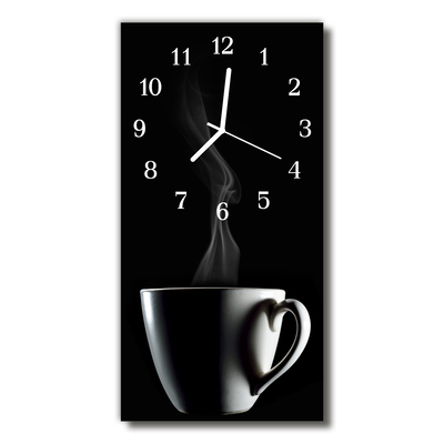 Steklena navpična ura Kuhinja skodelico črne kave