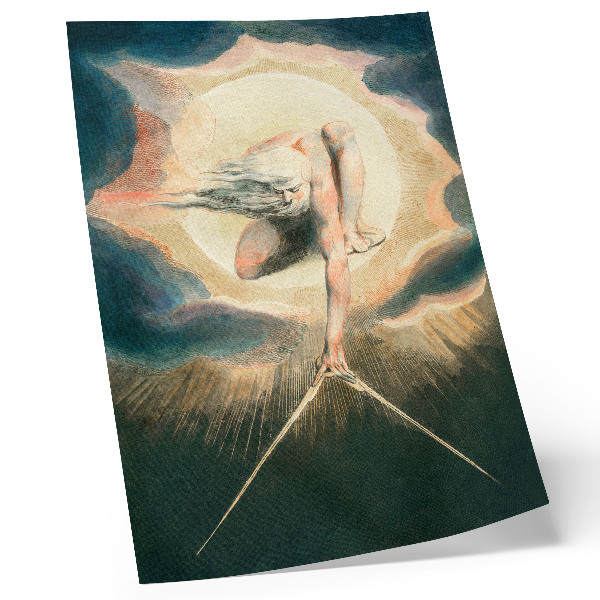 Eleganten plakat za dnevno sobo Ilustracija starega moža tistih časov, ki postavlja kompas na tla (1794)