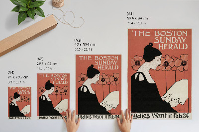 Premium stenski plakat Ženska bere časopis v secesijskem slogu, avtorica Ethel Reed