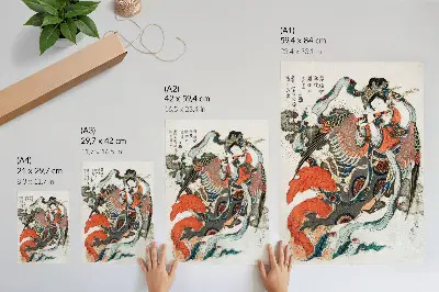 Japonski plakat Hokusai v vintage slogu ukiyo-e eleganten dekor za dnevno sobo