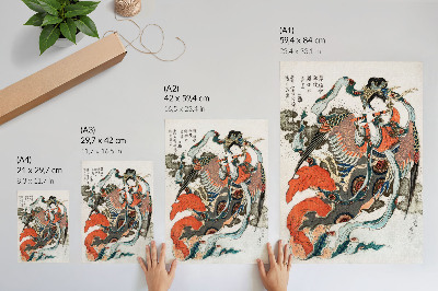 Eleganten plakat za dnevno sobo Japonski Hokusai v vintage stilu ukiyo-e