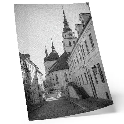 Eleganten plakat za dnevno sobo z zgodovinskimi stavbami in arhitekturnimi detajli