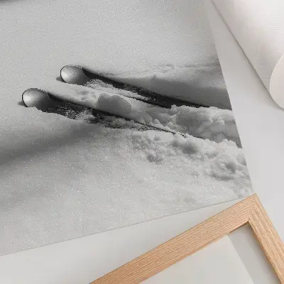 Plakat minimalističen motiv smuči v belih in sivih tonih s sencami