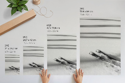 Plakat Minimalizem bela siva smuči sence mir