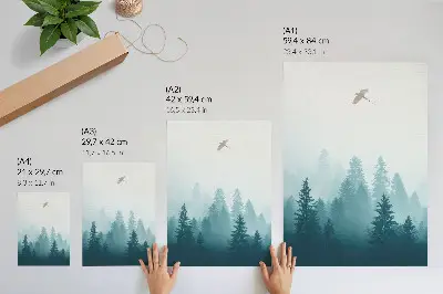 Plakat z motivom meglene gozdne ptice eleganten dodatek za dnevno sobo