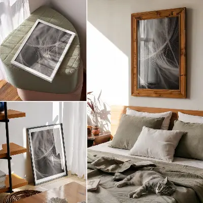 Abstraktni plakat z nežnimi linijami v modernem slogu eleganten dekor za dnevno sobo