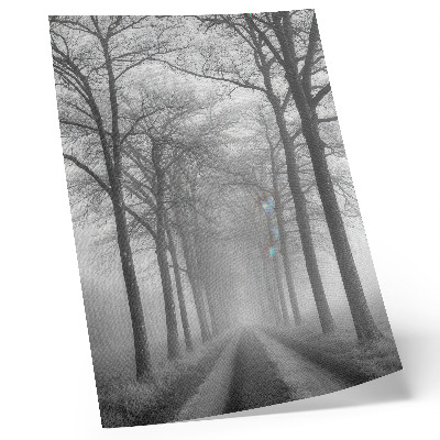 Eleganten plakat za dnevno sobo Meglena aleja dreves v modernem minimalizmu