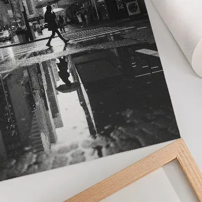 Plakat sodobna mestna grafika z motivom dežja v črno-beli barvi