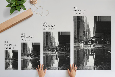 Plakat Sodobna mestna grafika črno-beli dež