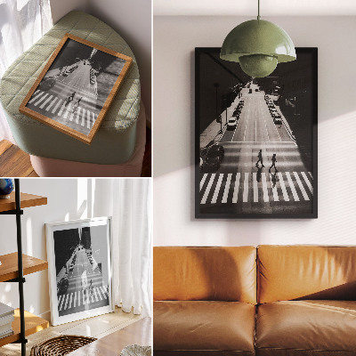 Premium stenski plakat Urbani prizor v črno-beli tehniki z modernim pridihom