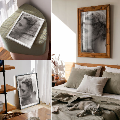 Umetniški tisk na platno Črno-beli portret čustev, subtilnosti, elegance