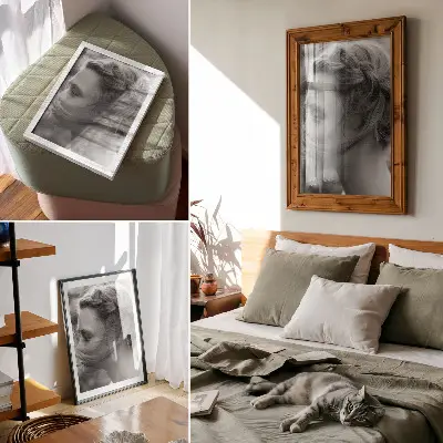 Umetniški tisk na platno črno-beli portret s poudarkom na čustvih in eleganci
