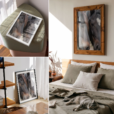 Premium stenski plakat Dva konja v tesnem stiku, polna elegance