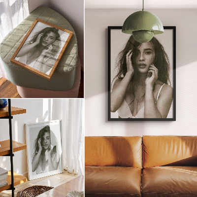 Premium stenski plakat Eleganten portret v črno-beli tehniki