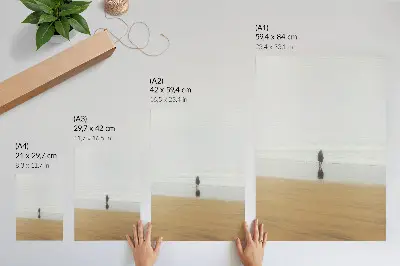 Umetniški tisk na platno minimalizem z odsevom mirne vode na plaži
