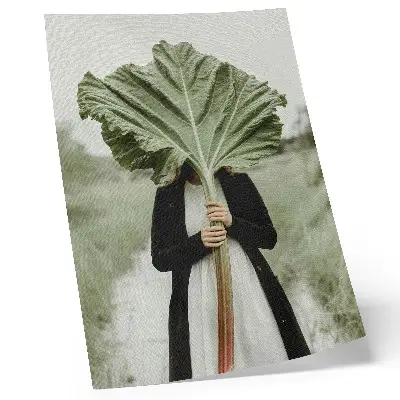 Eleganten plakat za dnevno sobo skrivnost narave z motivom lista in figure