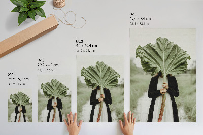 Eleganten plakat za dnevno sobo Skrivnost narave: list in figura