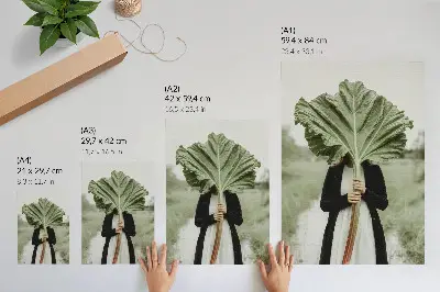 Eleganten plakat za dnevno sobo skrivnost narave z motivom lista in figure