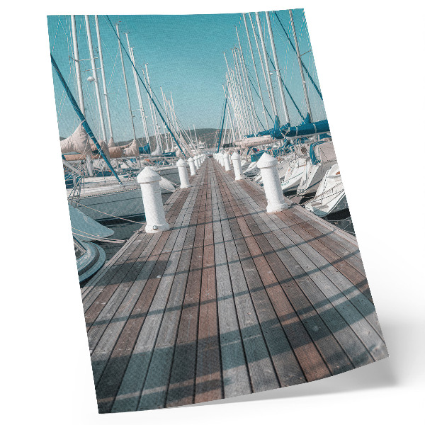 Premium stenski plakat Marina jahte pomol modro nebo simetrija