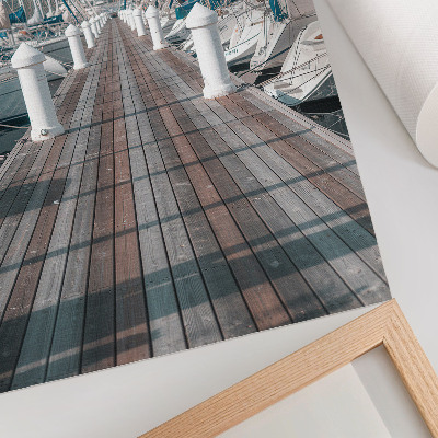 Premium stenski plakat Marina jahte pomol modro nebo simetrija