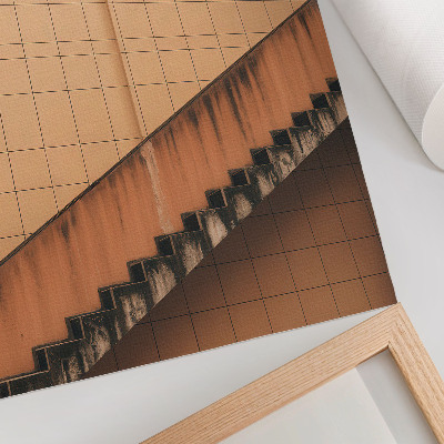 Umetniški tisk na platno Geometrijske linije bež in rjavih tonov, polne harmonije