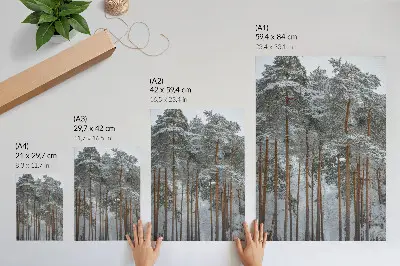 Premium stenski plakat zimski gozd s snegom in drevesi za občutek miru in harmonije v naravi