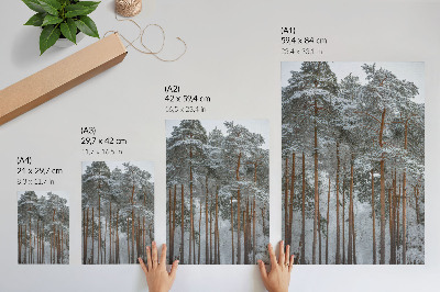 Premium stenski plakat Zimski gozd sneg drevesa mir harmonija narava