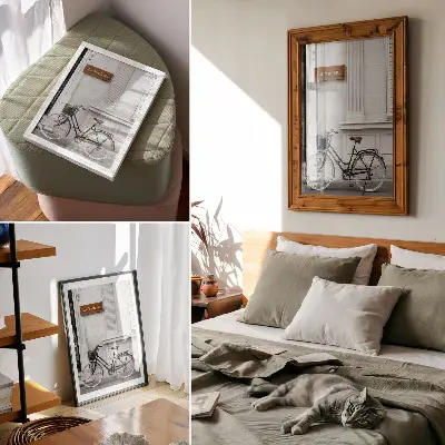 Eleganten plakat za dnevno sobo z motivom elegantnega kolesa in klasične arhitekture