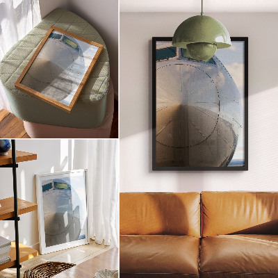 Premium stenski plakat Bližnji posnetek elegantnega letala s kovinskimi detajli