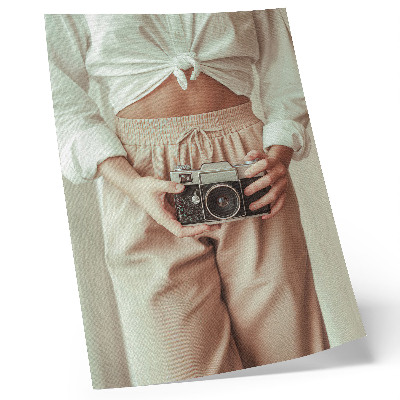Premium stenski plakat Oseba retro fotoaparat svetla tkanina eleganca