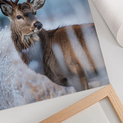Plakat Lepota narave, zimska pokrajina, veličastni jeleni