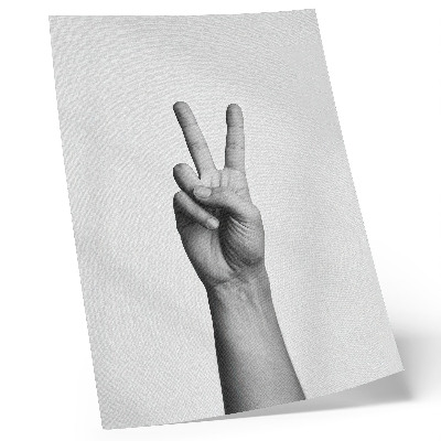 Eleganten plakat za dnevno sobo Črno-bela gesta miru minimalizem eleganca