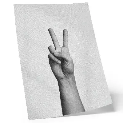 Eleganten plakat za dnevno sobo črno-bela gesta miru v minimalističnem elegantnem slogu