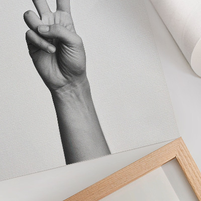 Eleganten plakat za dnevno sobo Črno-bela gesta miru minimalizem eleganca