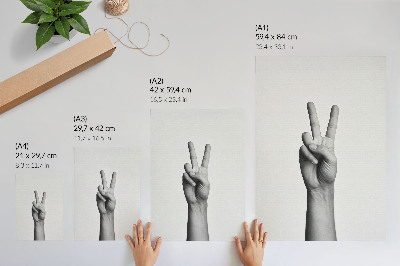 Eleganten plakat za dnevno sobo Črno-bela gesta miru minimalizem eleganca