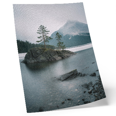 Premium stenski plakat Gore, jezero, megla, mir, harmonija, narava